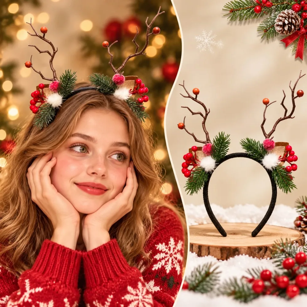 Diadema navideña con forma de  - Reindeer Antlers Headband reseña y precio