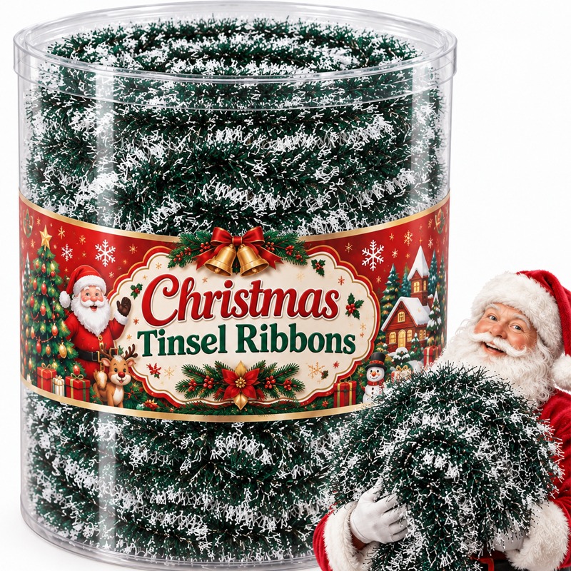 Cintas de espumilla navideña,  - Tinsel Garland Decoration reseña y precio